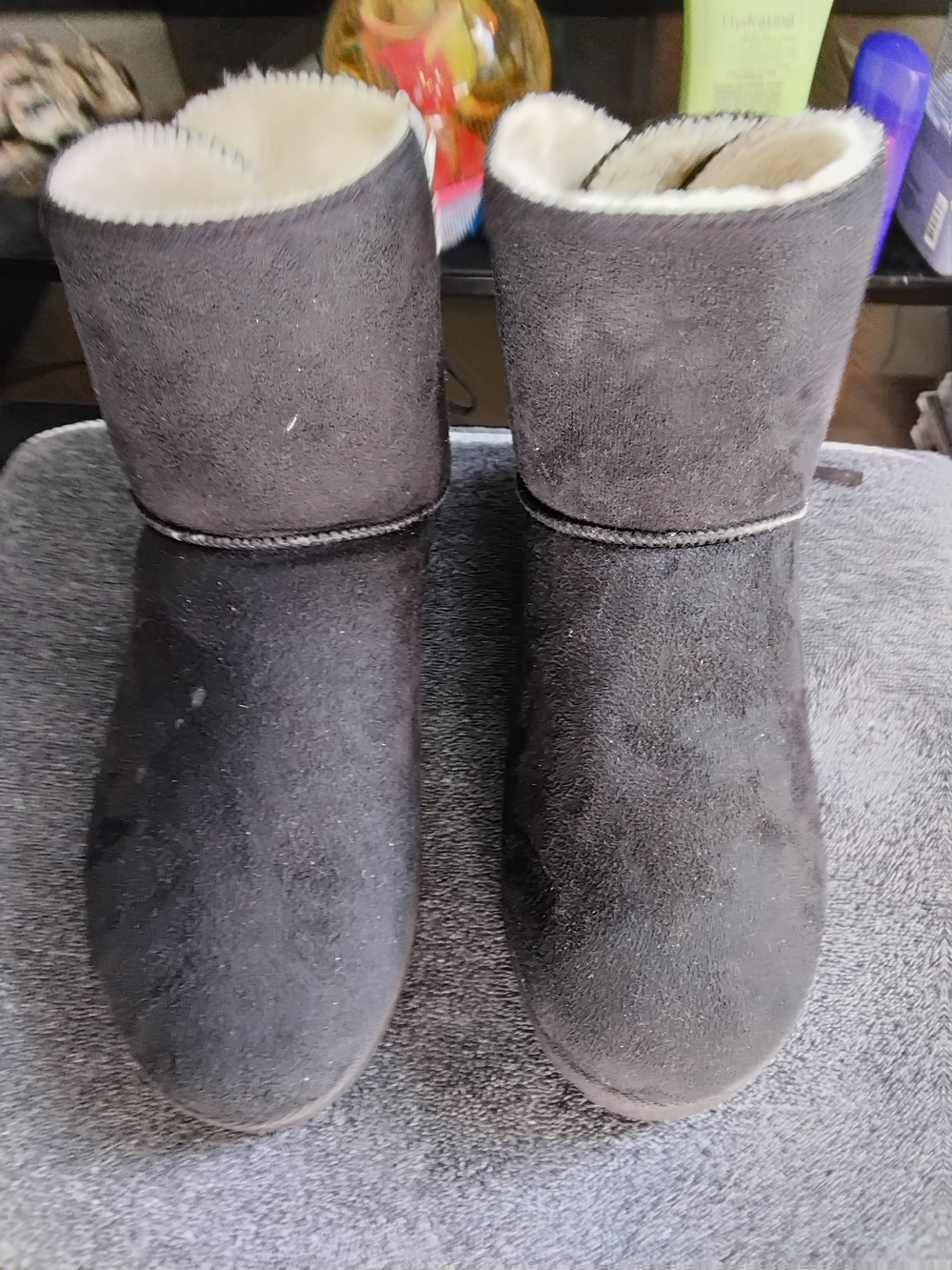Mudd Black Suede Shearling-Lined Slip-On Booties